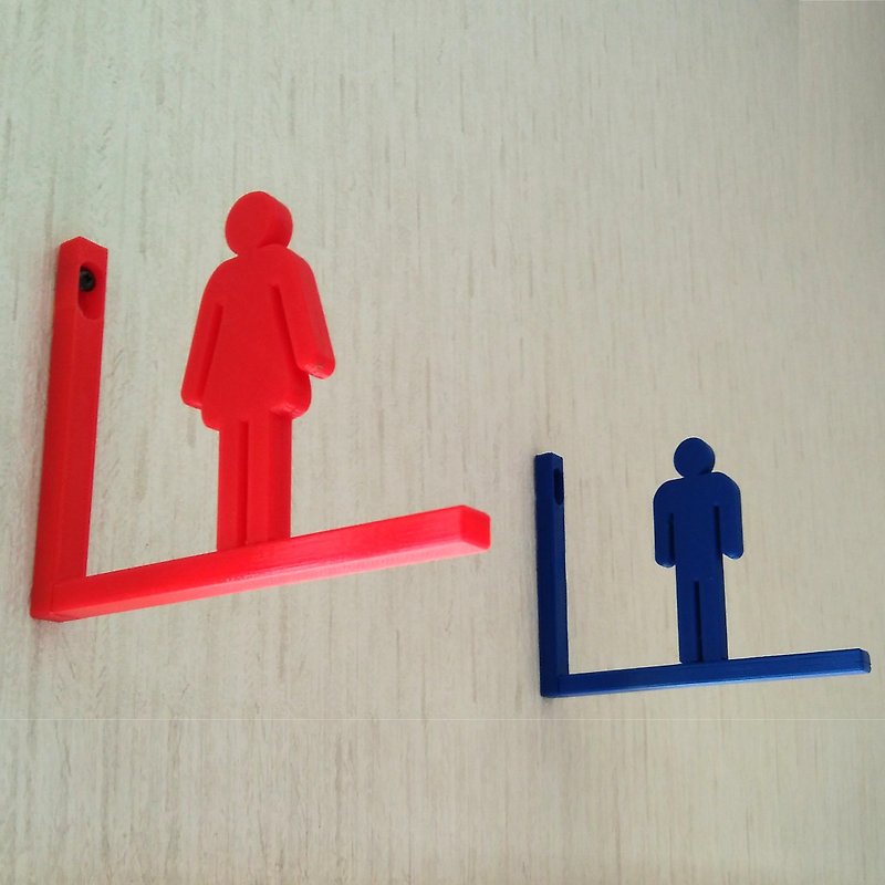 Restroom Sign,WC Sign,Bathroom Sign,Toilet Sign,Room Sign - ตกแต่งผนัง - พลาสติก สีน้ำเงิน