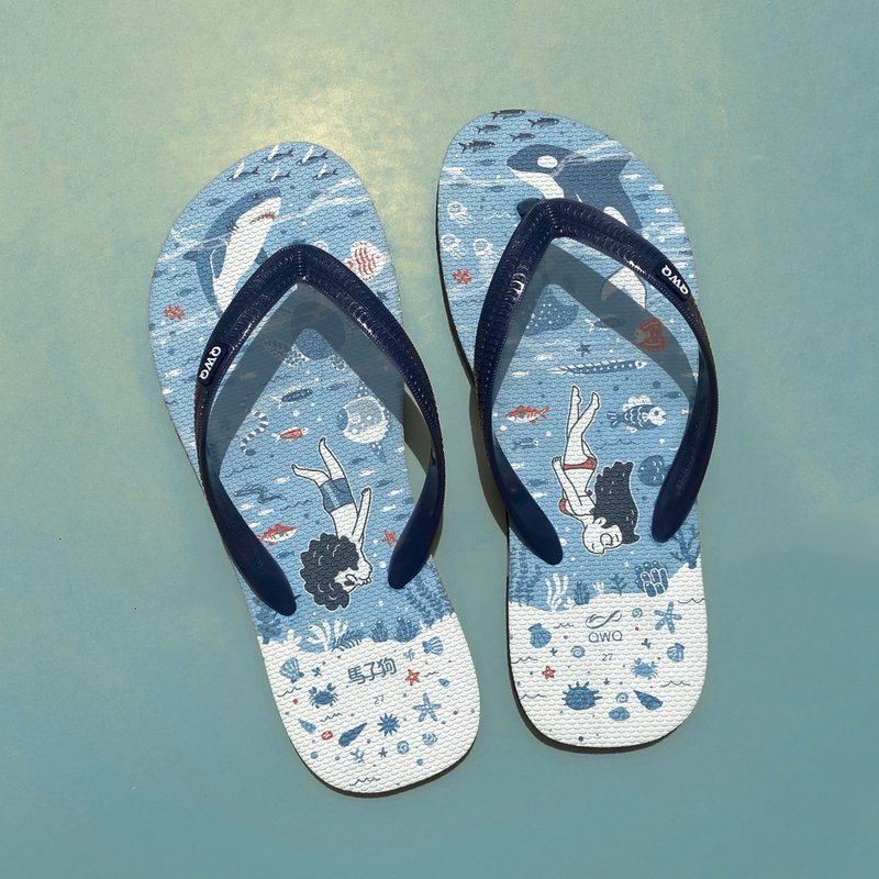 メンズ防水ビーチサンダル 馬子狗コラボレーションサンダル カップル用サンダル レインシューズ -オーシャンダイビング- - サンダル - ゴム 多色