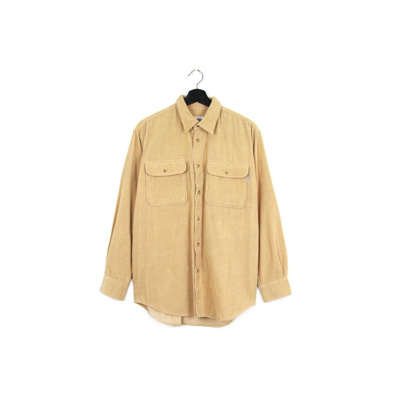 Back to Green :: corduroy cream caramel shirt // both men and women wear // vintage (SH-11) - Men's Shirts - Cotton & Hemp 