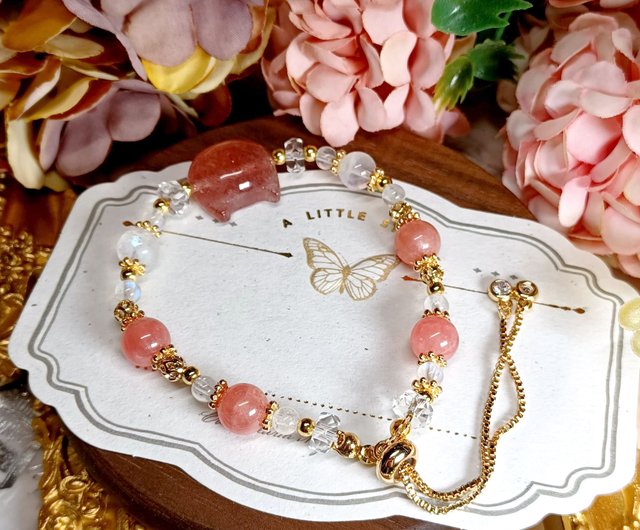 Natural strawberry quartz original design crystal online simple bracelet