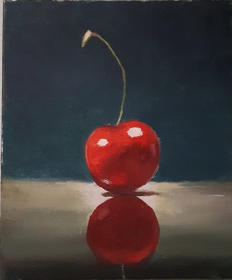 Cherry 10*12 inch 25*30 cm by Andriy Stadnyk Still Life Oil painting Fruit Home - Wall Décor - Other Materials Red