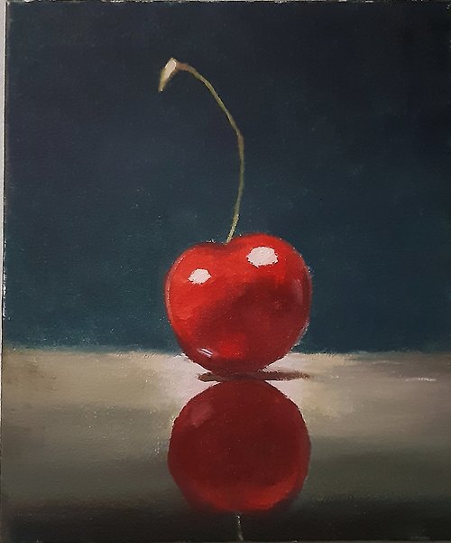 Andriy Stadnyk Art Cherry 10*12 inch 25*30 cm by Andriy Stadnyk Still Life Oil painting Fruit Home