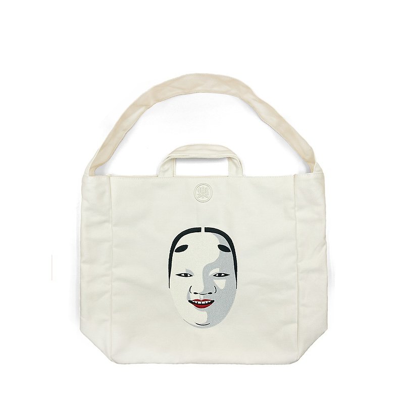 Japanese Noh Noodles / Wakame Ghost Head Canvas Tote Bag - Messenger Bags & Sling Bags - Cotton & Hemp Multicolor