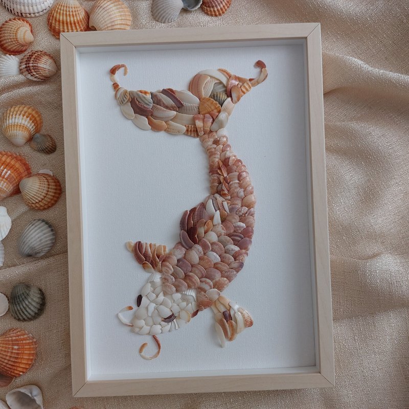 Koi Fish Seashell Wall Decor Japanese Koi Fish Koi Fish Wall Art - ตกแต่งผนัง - วัสดุอื่นๆ 