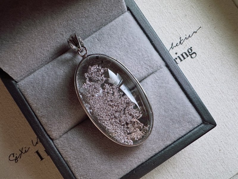 亮紫幽星砂水晶吊墜 白銅 - 項鍊 - 水晶 