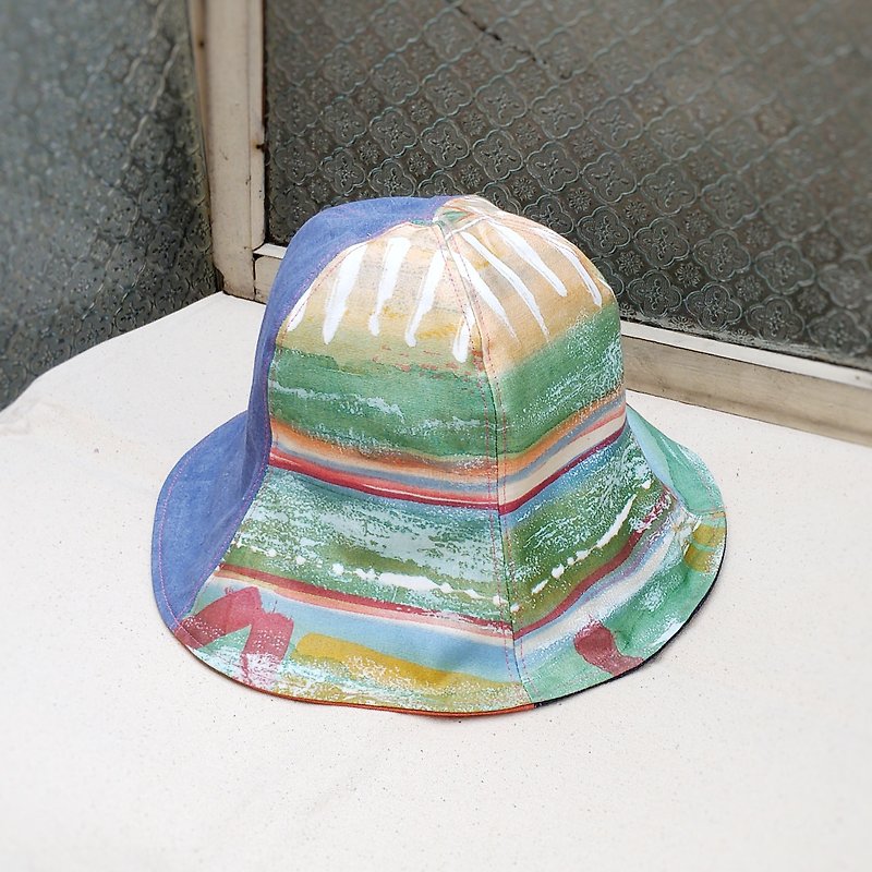 Hand-made double-sided design hat - หมวก - ผ้าฝ้าย/ผ้าลินิน สีส้ม
