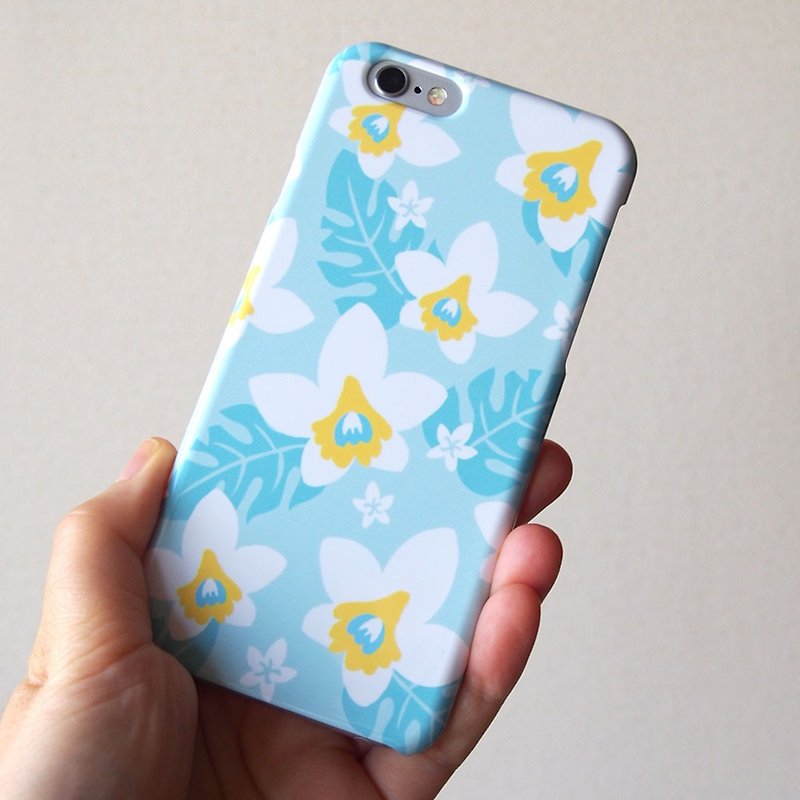 【Android系機種プラケース】夏の白い蘭 - 手機殼/手機套 - 塑膠 藍色