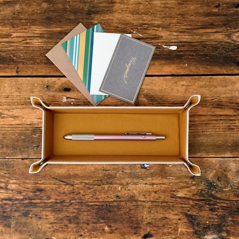 Make multi tray mini rectangle made of canvas - กล่องเก็บของ - ผ้าฝ้าย/ผ้าลินิน สีกากี