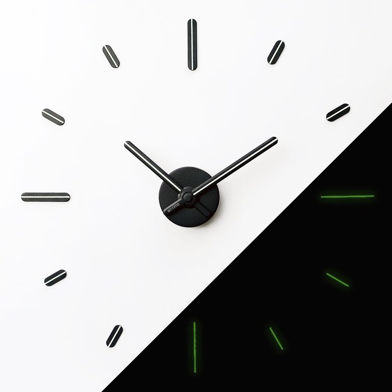 On-Time Wall Clock Peel and Stick V2M Night Glow 56 Cm. - Clocks - Aluminum Alloy Black