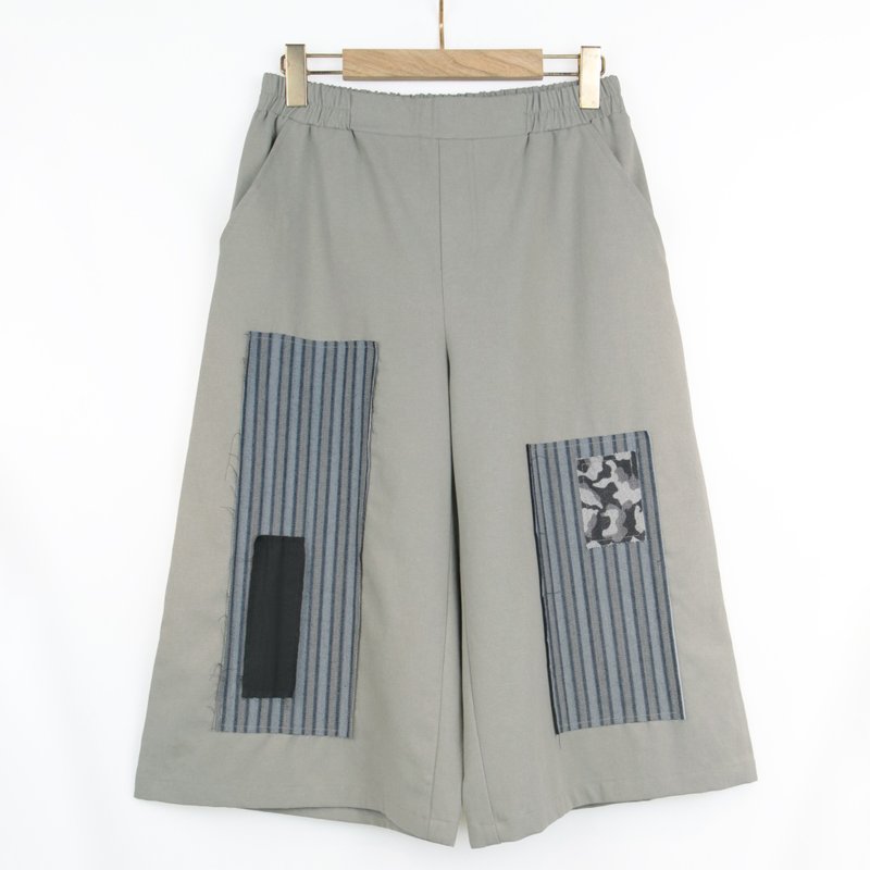 綠 - 直條迷彩貼布七分褲 #U2072 - 中性長褲/短褲 - 棉．麻 綠色