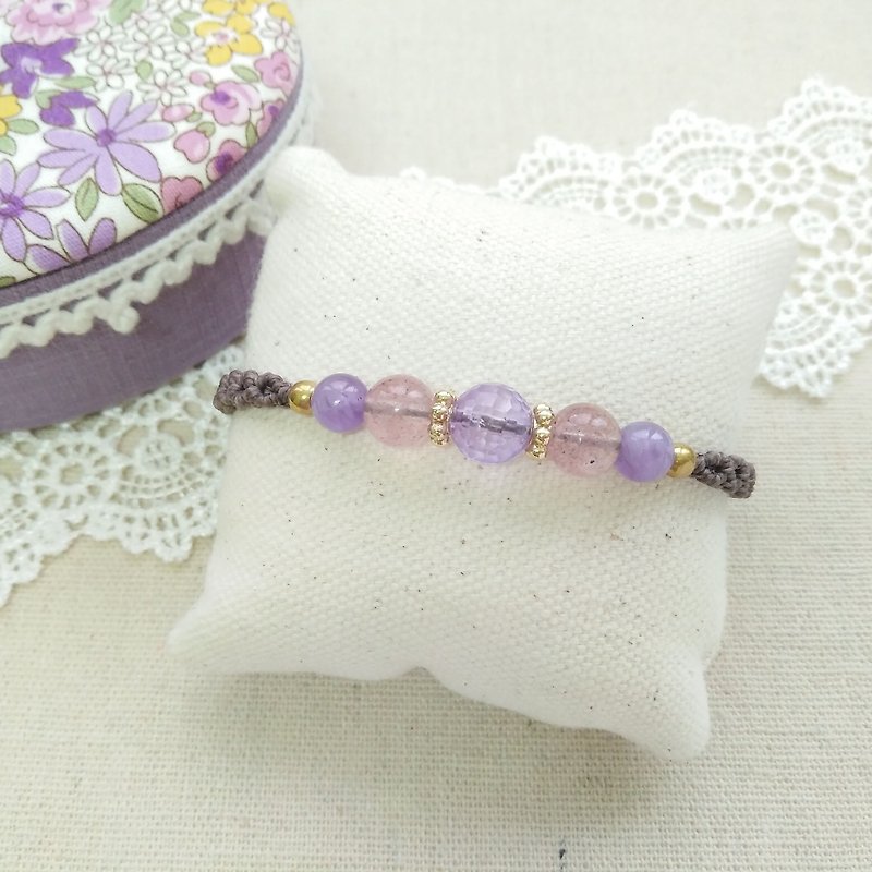BUHO hand made. lilac. Amethyst X South American wax wax bracelet - Bracelets - Gemstone Purple