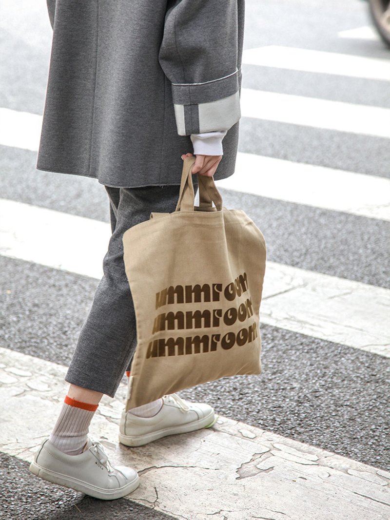 EMO TOTEBAG 情緒表達 超大容量 側背包 可斜挎 逛街包 牛奶咖啡 - 側背包/斜背包 - 棉．麻 