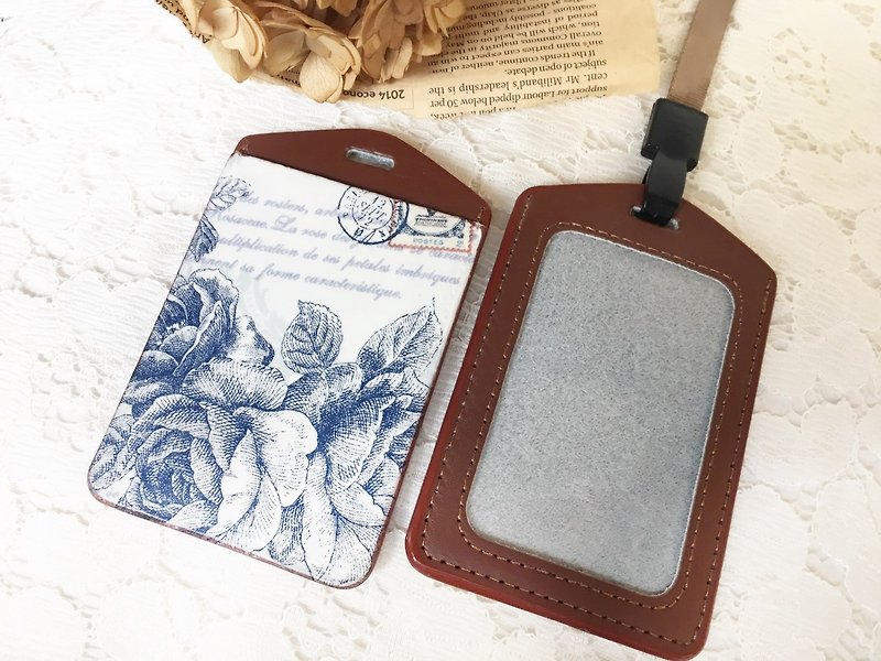 Hand-made gift genuine leather card set ticket card holder ID set identification card (send lanyard) Christmas exchange gift - ID & Badge Holders - Genuine Leather 