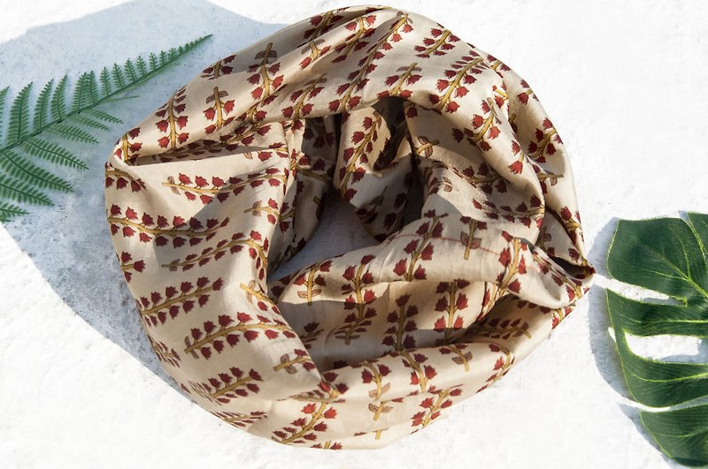 Hand-woven scarf woven scarf stitching scarf top silk silk silk scarf/smooth silk scarf/French romantic silk scarf/double circle scarf Christmas gift birthday gift-retro garden flowers - Scarves - Silk Multicolor