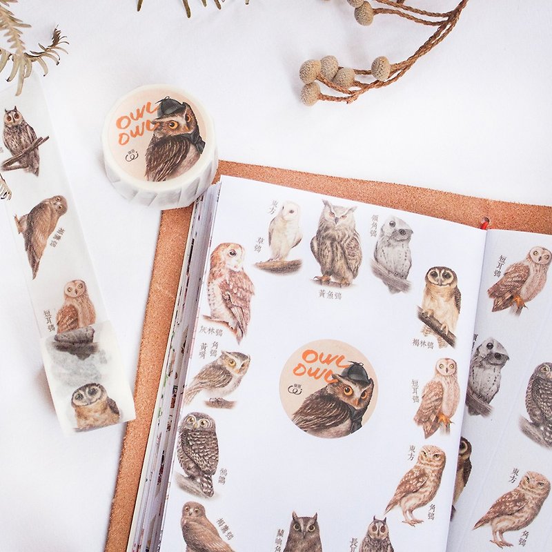 2.5cm Public Paper Tape - OWLOWL Owl - มาสกิ้งเทป - กระดาษ สีนำ้ตาล