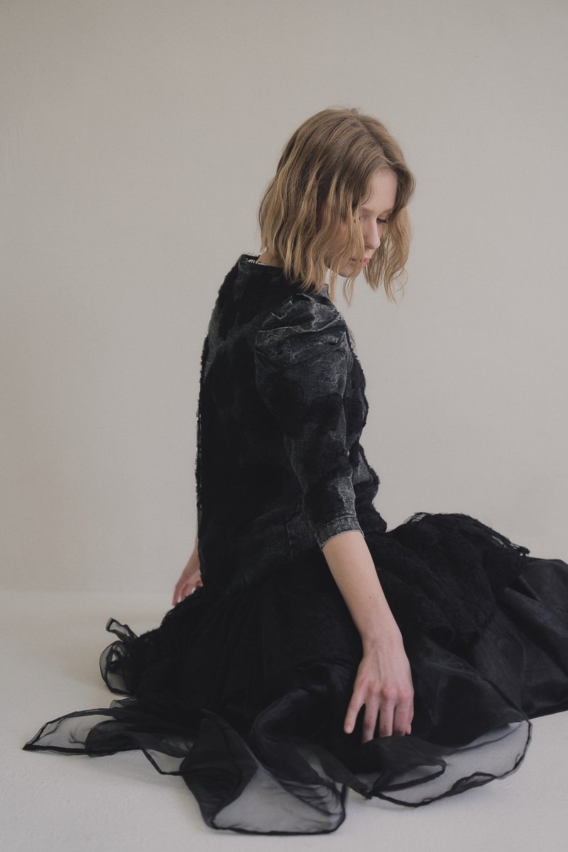 handmade Lace layers black jacket dress 手作多層次蕾絲外罩洋 - 洋裝/連身裙 - 其他材質 黑色