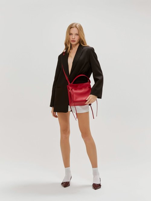Marroque Marroque Wendy drawstring leather crossbody bag red