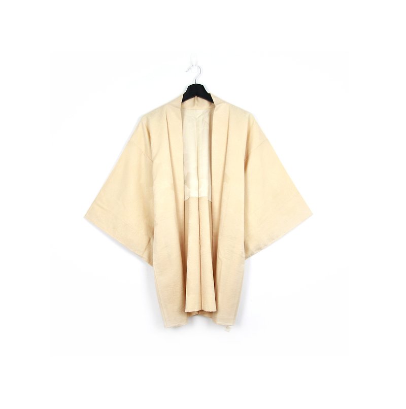 Back to Green-Japan with back feather woven yellow embossed / vintage kimono - Women's Casual & Functional Jackets - Silk 
