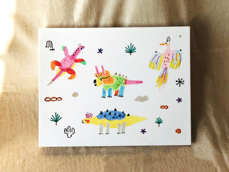 木製 ポスター・絵 多色 - キャンディ恐竜|木枠の写真