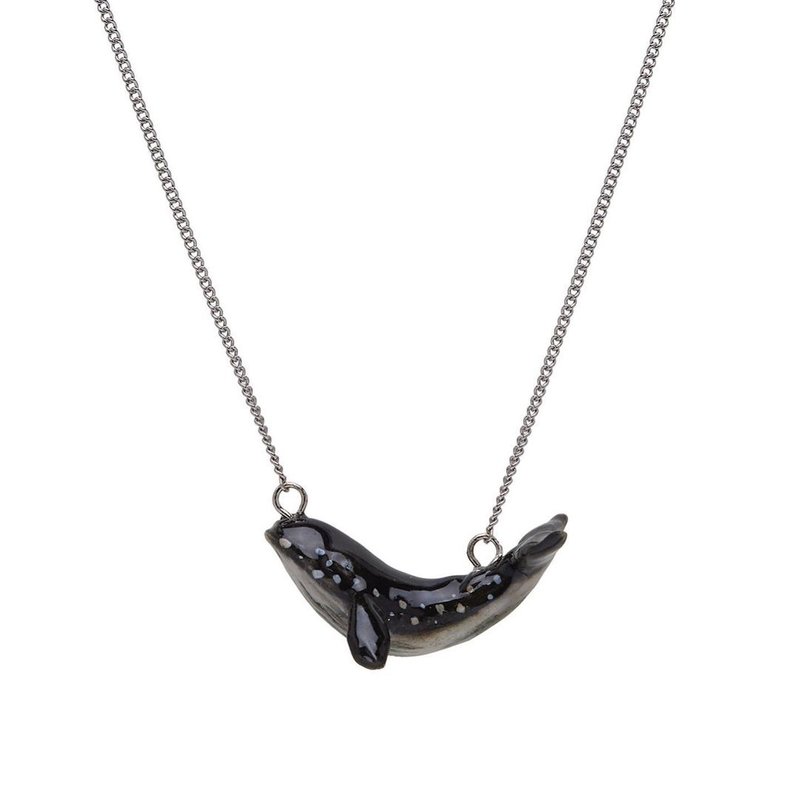 And Mary Blue Whale Necklace - สร้อยคอ - เครื่องลายคราม สีน้ำเงิน