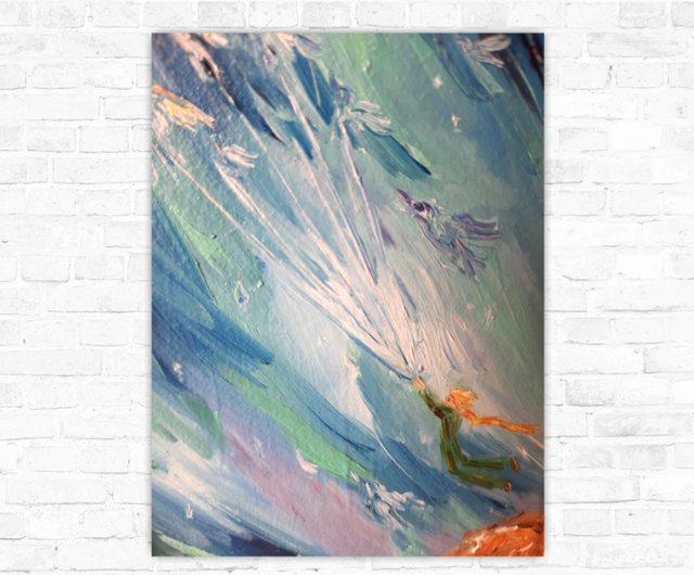 星の王子さまの油絵 星の王子さまの壁アート 小王子油スケート