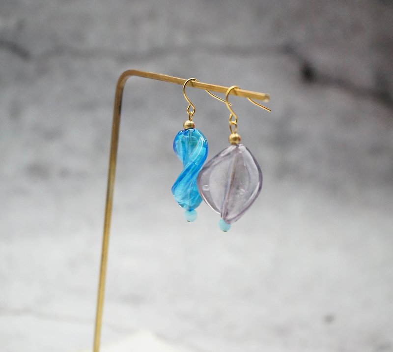 Handmade Lamp work Glass Earrings - Earrings & Clip-ons - Colored Glass Blue