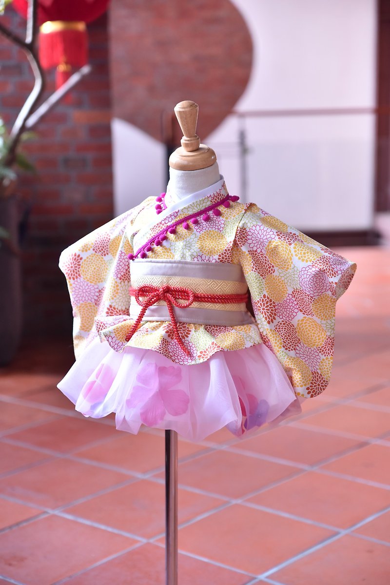 Angel Nina Handmade Children's Kimono Japanese Style TUTU Kids Edition Party Birthday - Kids' Dresses - Cotton & Hemp Pink