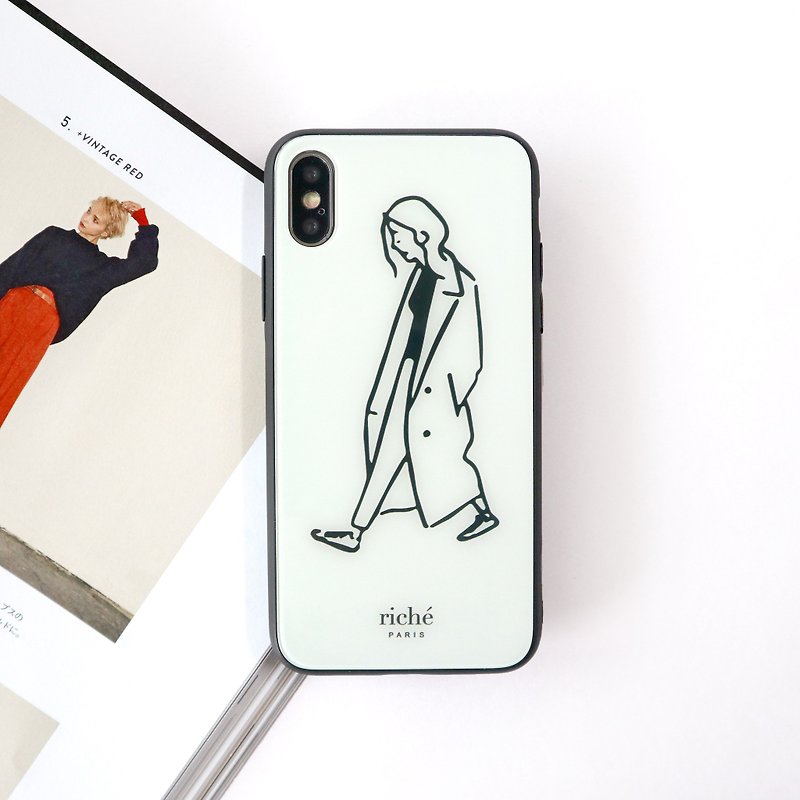 Paris girl glass phone case - เคส/ซองมือถือ - พลาสติก ขาว