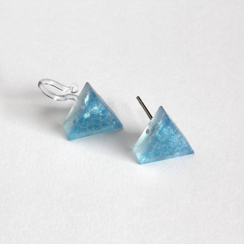 Triangle Resin Earring / Dazzling Blue Sky / Single stud - Earrings & Clip-ons - Resin Blue
