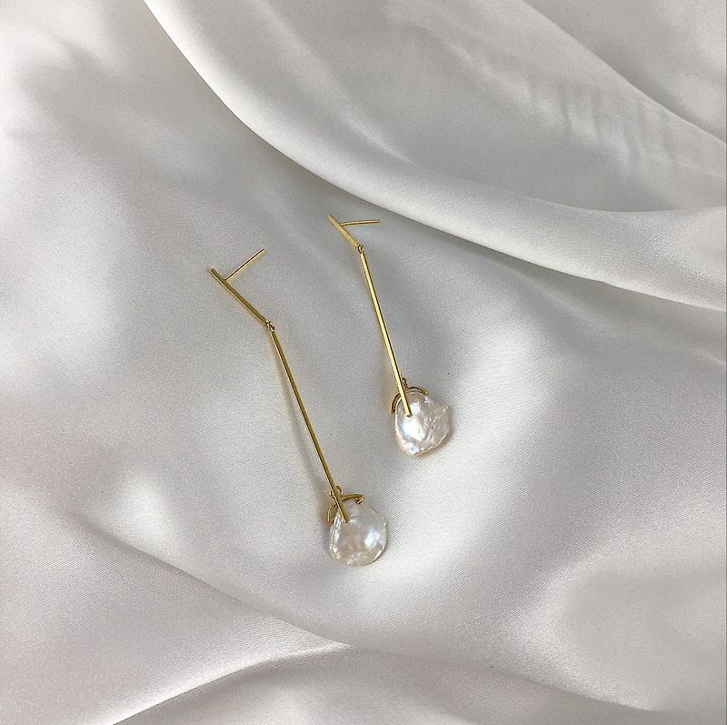 Natural Baroque Geometry Dangle Earrings - Earrings & Clip-ons - Sterling Silver Gold