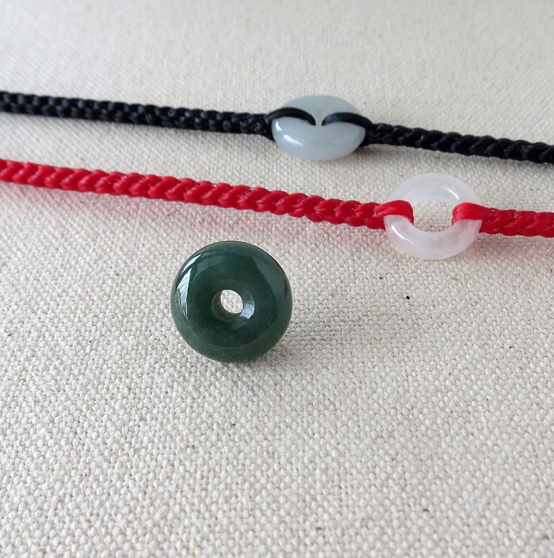 The birth year [safety ‧ wish] 糯 ice safe buckle emerald silk wax bracelet *G11 [eight shares] - Bracelets - Gemstone Green