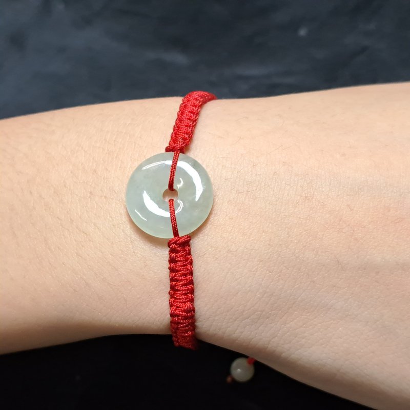 [Wish for Peace] Ice Jade Peace Buckle Braided Bracelet | Natural Burmese Jade A Grade Jade | Gift - สร้อยข้อมือ - หยก สีใส