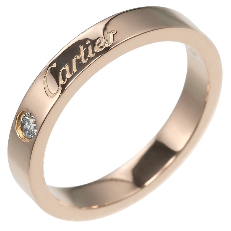 【日本直送】カルティエ CARTIER リング Cドゥカルティエ エングレイブド 9号 K18PG ピンクゴールド 1Pダイヤ 約3.5g 指輪【中古】Aランク - 戒指 - 貴金屬 金色
