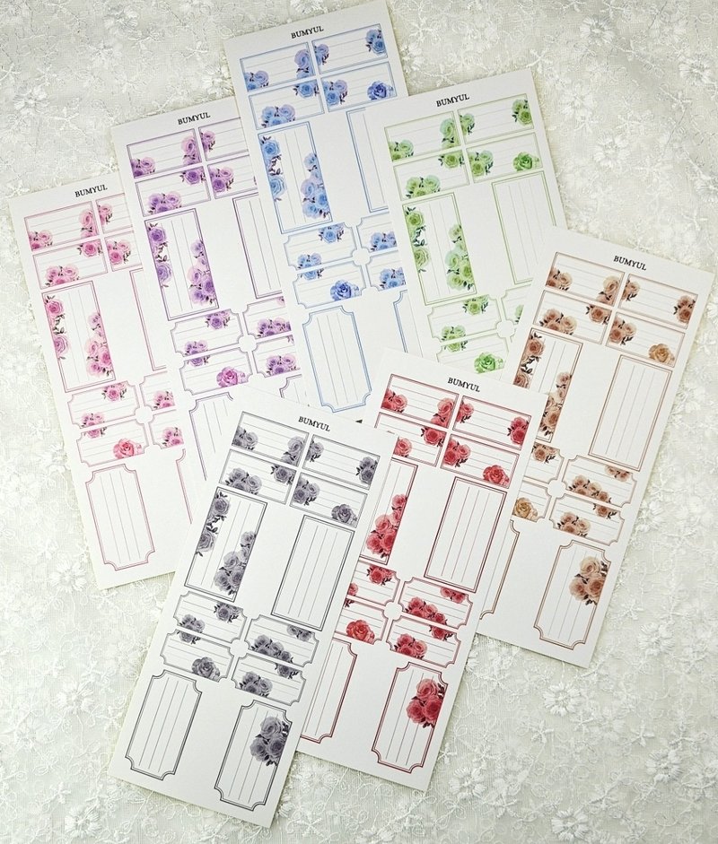 Rose Multi-Form Label Sticker - 便條紙/便利貼 - 紙 多色