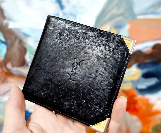 French antique black leather gold angle YSL coin purse loose paper bag  wallet Silver high-end second-hand antique jewelry - Shop Mr.Travel Genius  Antique shop Wallets - Pinkoi