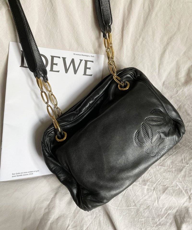 客留預訂Loewe 羊皮鏈條包托特包單肩包肩背包單肩袋側背包通勤包 - 側背包/斜背包 - 真皮 黑色