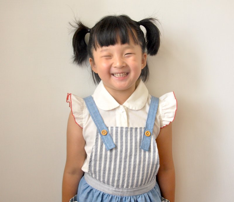 Super cute Dress - Striped paragraph (female children's clothing, cotton, denim, dresses) - อื่นๆ - ผ้าฝ้าย/ผ้าลินิน สีน้ำเงิน