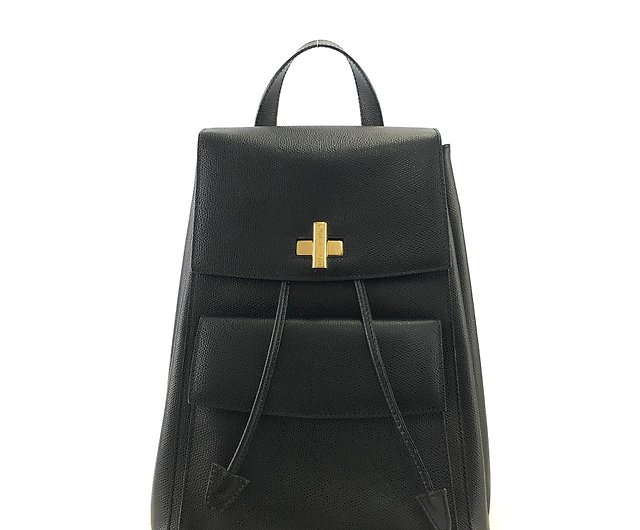 CELINE Bag Leather vintage backpack logo black
