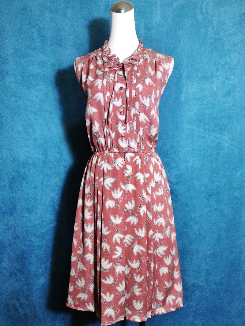 Ping-pong vintage [vintage dress / flower tie embossed vintage sleeveless dress] abroad back VINTAGE
