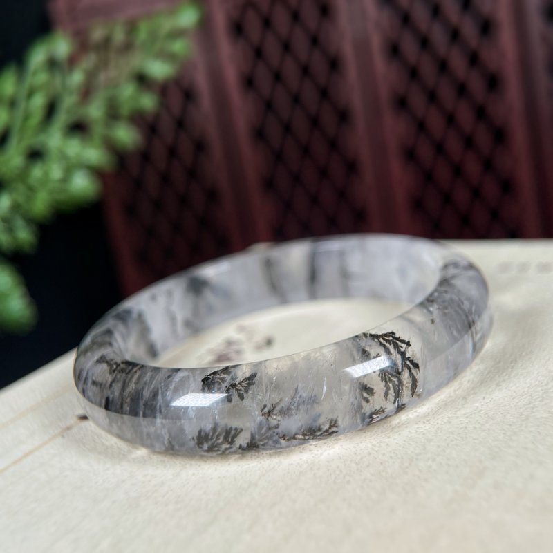 稀有小樹水晶手鐲57MM 冰透星光千層共生軟錳礦手環 招財旺事業 - 手鍊/手環 - 水晶 