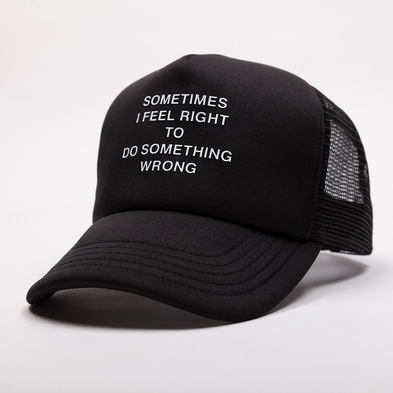 【ad-lib】Graphic Trucker Cap - Black (AC097) - หมวก - ไนลอน สีดำ