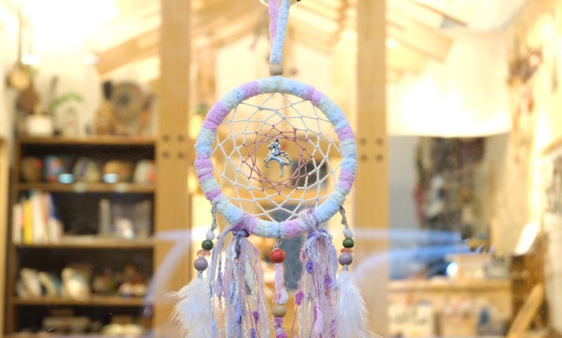 Handmade Dreamcatcher - Unicorn / Fluorite - Items for Display - Cotton & Hemp Pink