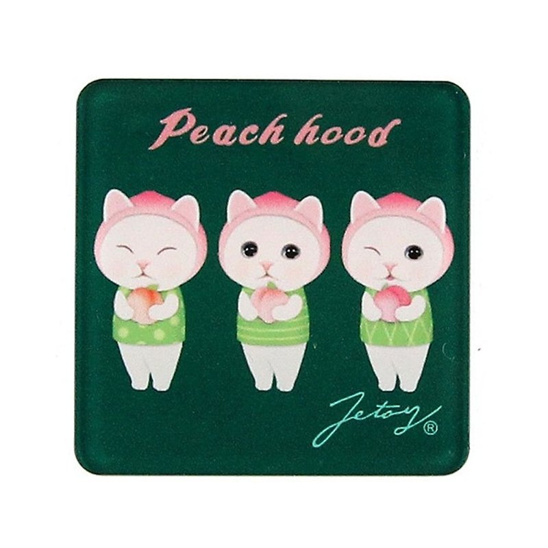 JETOY, Sweet Cat Founder Fridge Cat Magnet (4*4cm)_Peach hood J1707203 - Other - Acrylic Green