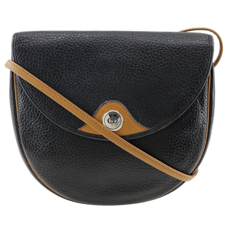 【日本直送】クリスチャンディオール Dior CDロゴ ショルダーバッグ ヴィンテージ ポシェット カーフ 黒 レディース【中古】 - 側背包/斜背包 - 真皮 黑色