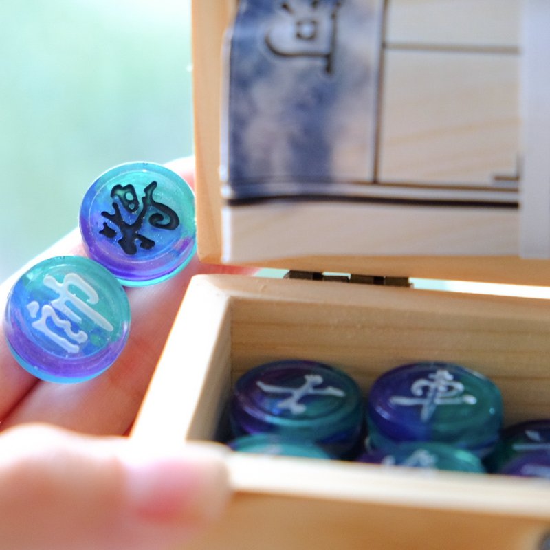 【Solar flare in the darkness】手工象棋- Mini Chess ミニ将 - 桌遊/牌卡 - 樹脂 藍色