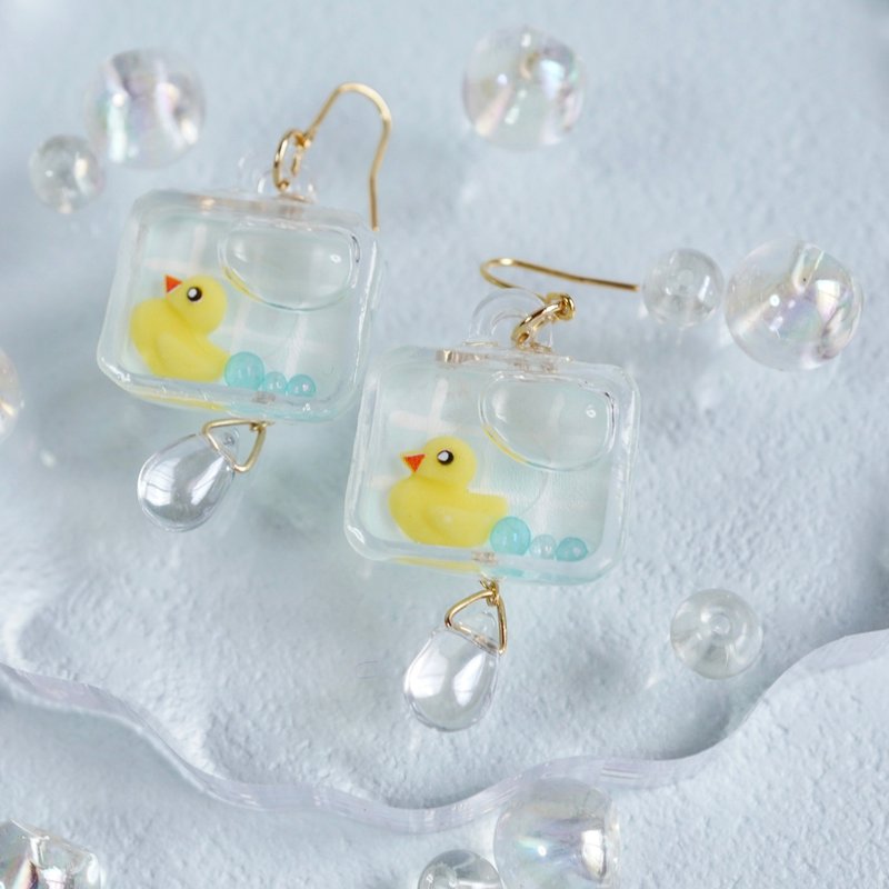 Floating Duck Clip-On - Earrings & Clip-ons - Plastic Blue