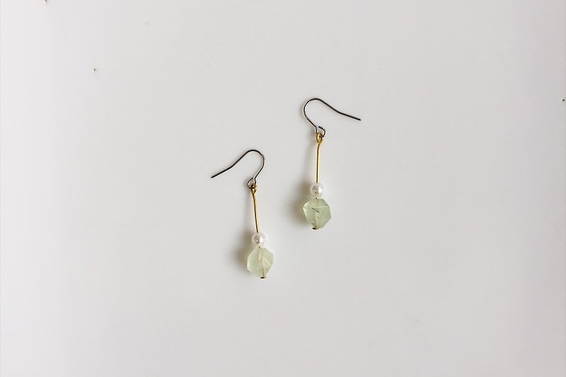 Xiaoqing Portuguese Pearl Brass Earrings - Earrings & Clip-ons - Gemstone Green