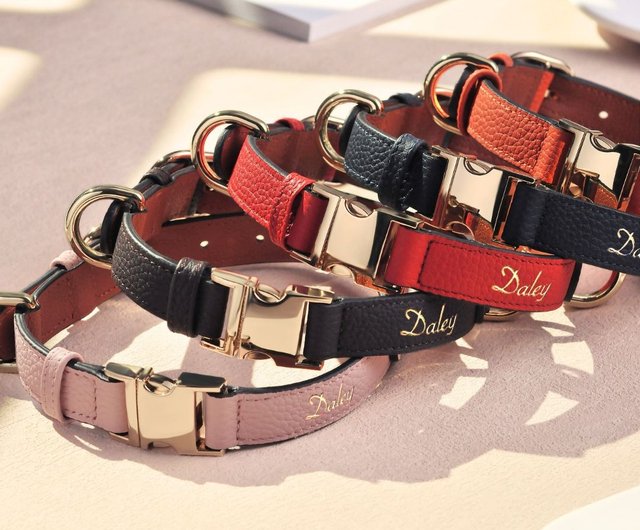 Furri Tail エレガント本革犬用首輪 - ノーブルオレンジ(名入れ可能