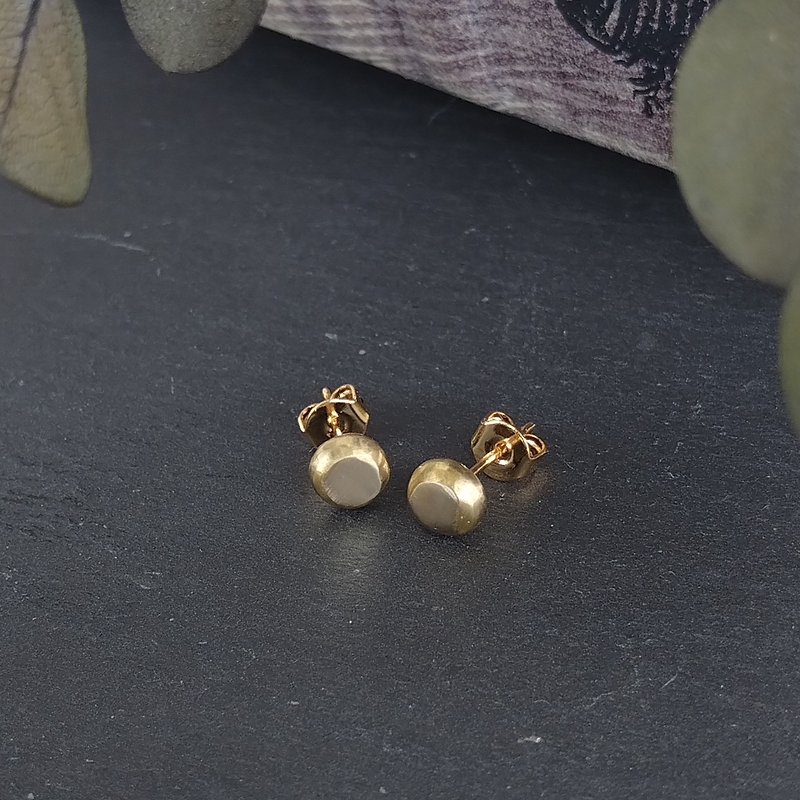 brass gravel earrings - ต่างหู - ทองแดงทองเหลือง สีทอง