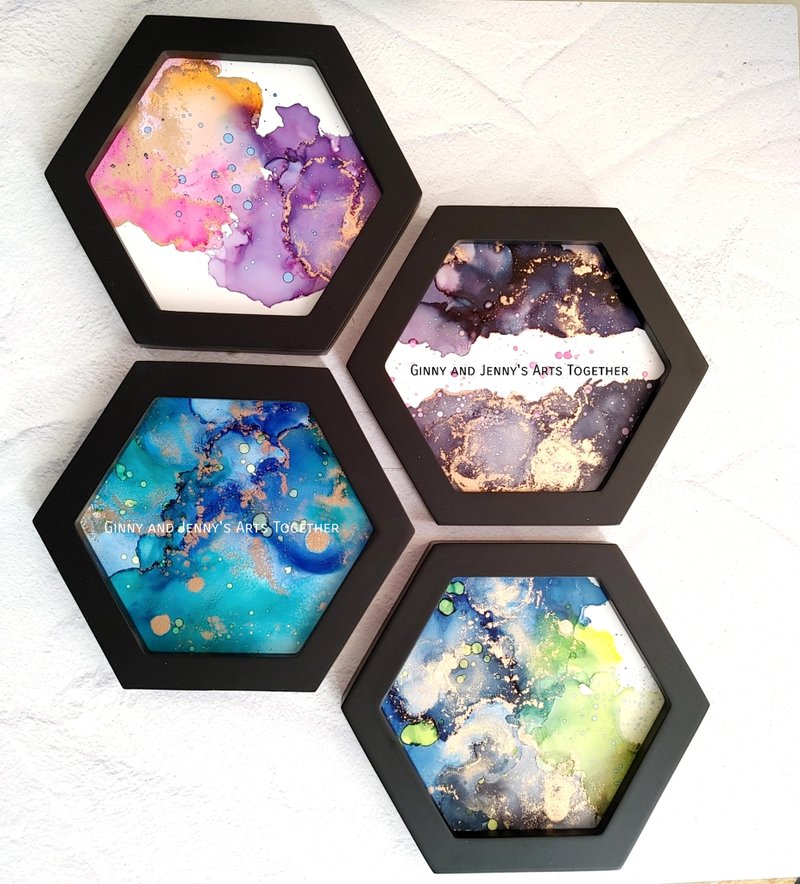 New special paper for alcohol painting/alcohol ink art/hexagon-can be wiped clean - Illustration, Painting & Calligraphy - Paper 